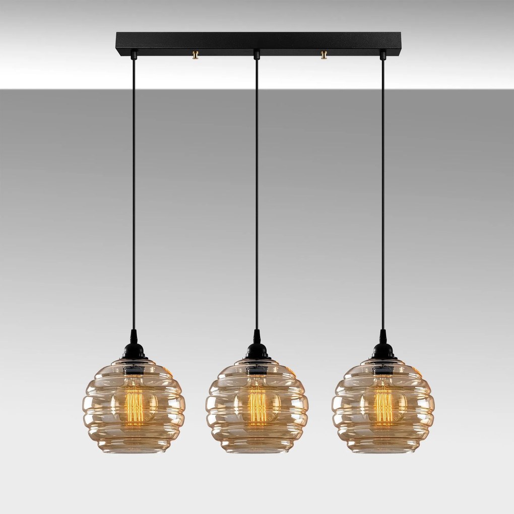 Candeeiro Suspenso Gold – Dourado/Preto – 70 x 20 cm