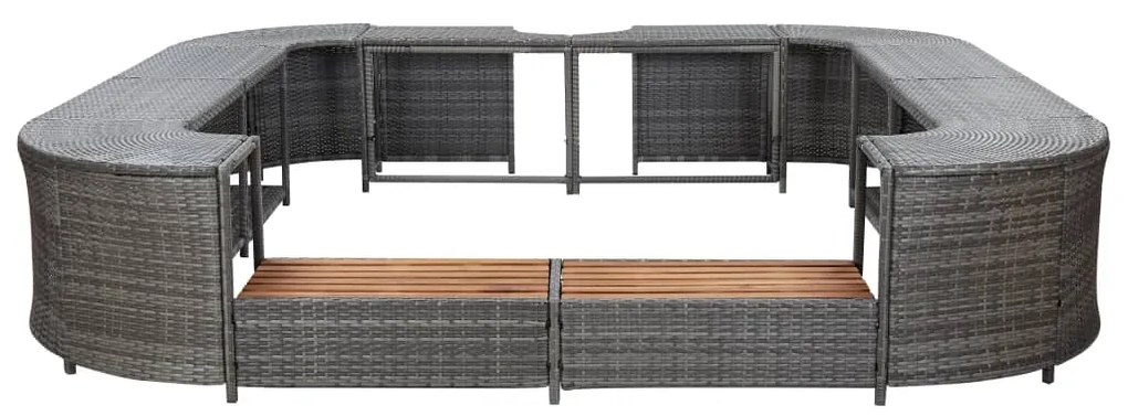 Contorno de spa quadrado 268 x 268 x 55 cm vime PE cinzento