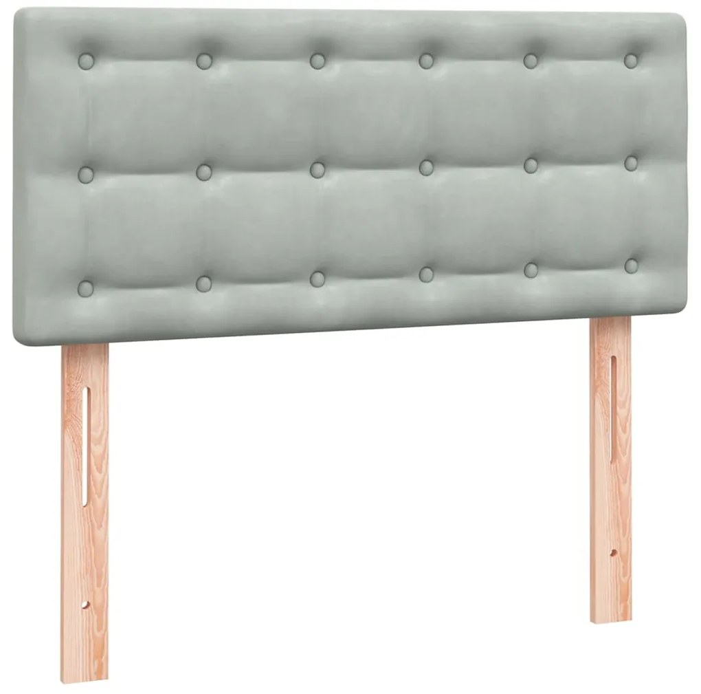 Cama com molas/colchão cinzento-claro 80x220 cm veludo