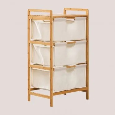 Estante De Bambu Com 3 Cestos Skadi Bambu - Sklum