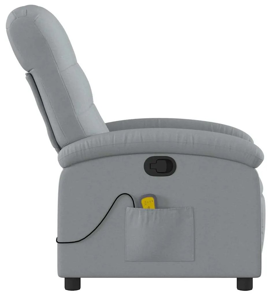 Poltrona de massagens reclinável tecido cinzento-claro