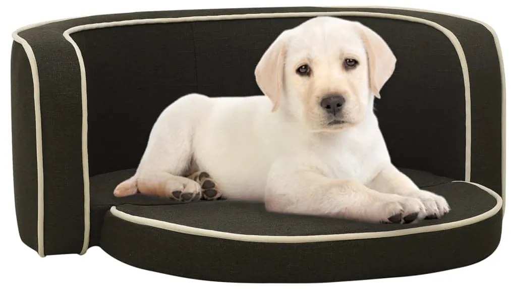 171119 vidaXL Sofá p/ cães dobrável 76x71x30 cm almofadão linho cinza-escuro