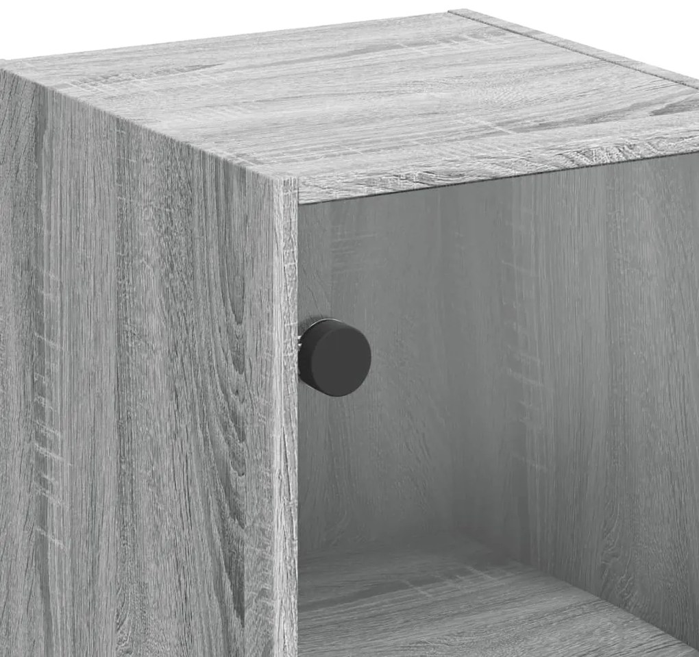 Armário de parede c/ portas de vidro 35x37x68,5 cm cinza sonoma