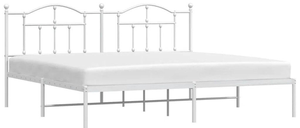Estrutura de cama com cabeceira 193x203 cm metal branco
