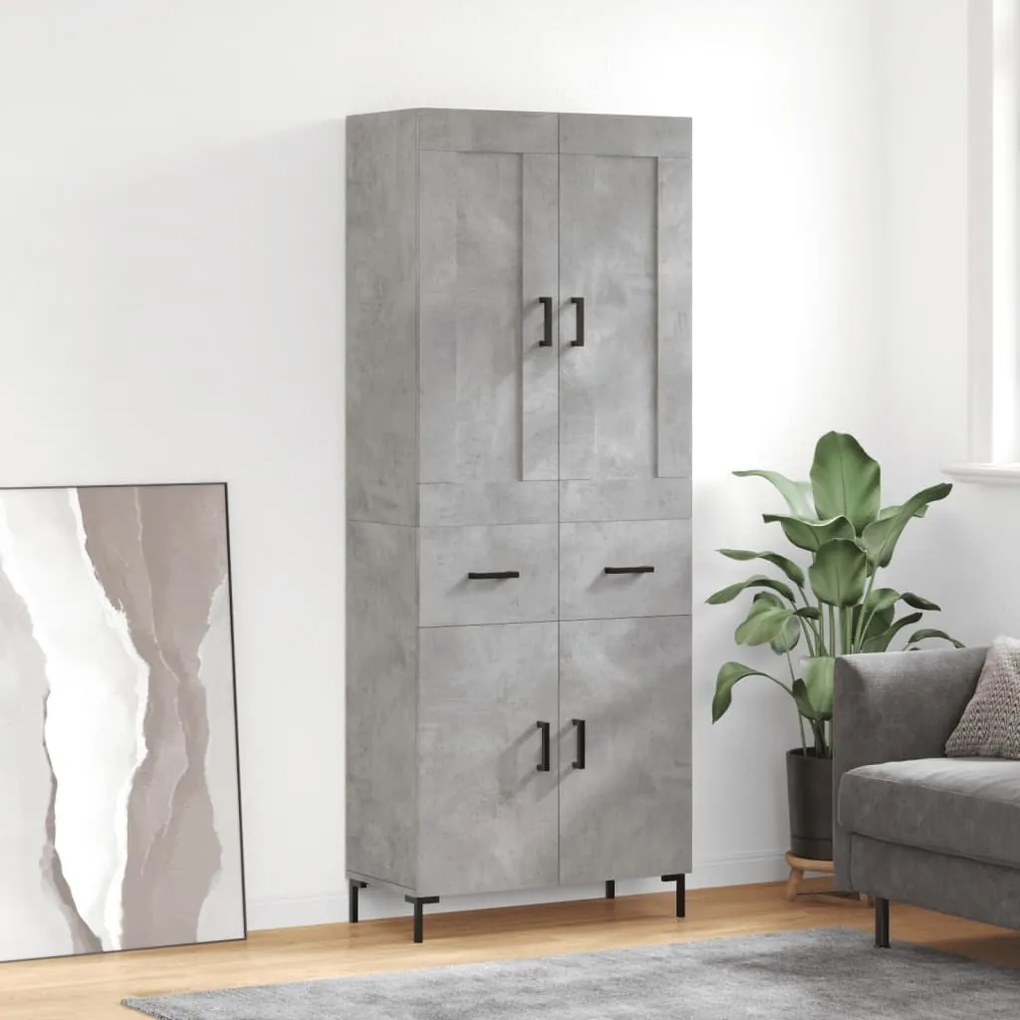 vidaXL Armário alto 69,5x34x180 cm derivados de madeira cinza cimento