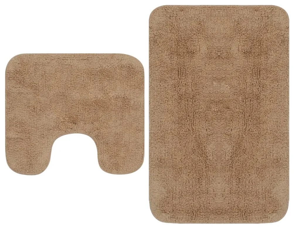 vidaXL Conjunto tapetes de casa de banho 2 pcs tecido bege