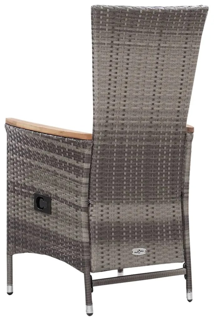 3 pcs conjunto lounge de jardim c/ almofadões vime PE cinzento