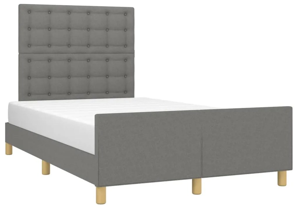 Estrutura de cama sem colchão cinza escuro 120x190 cm tecido