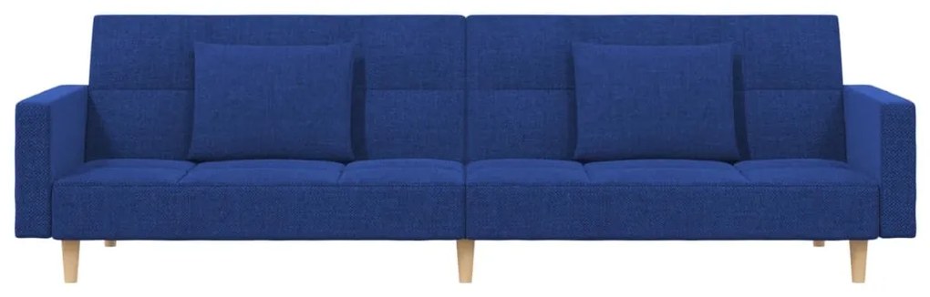 Sofá-cama 2 lugares com duas almofadas tecido azul