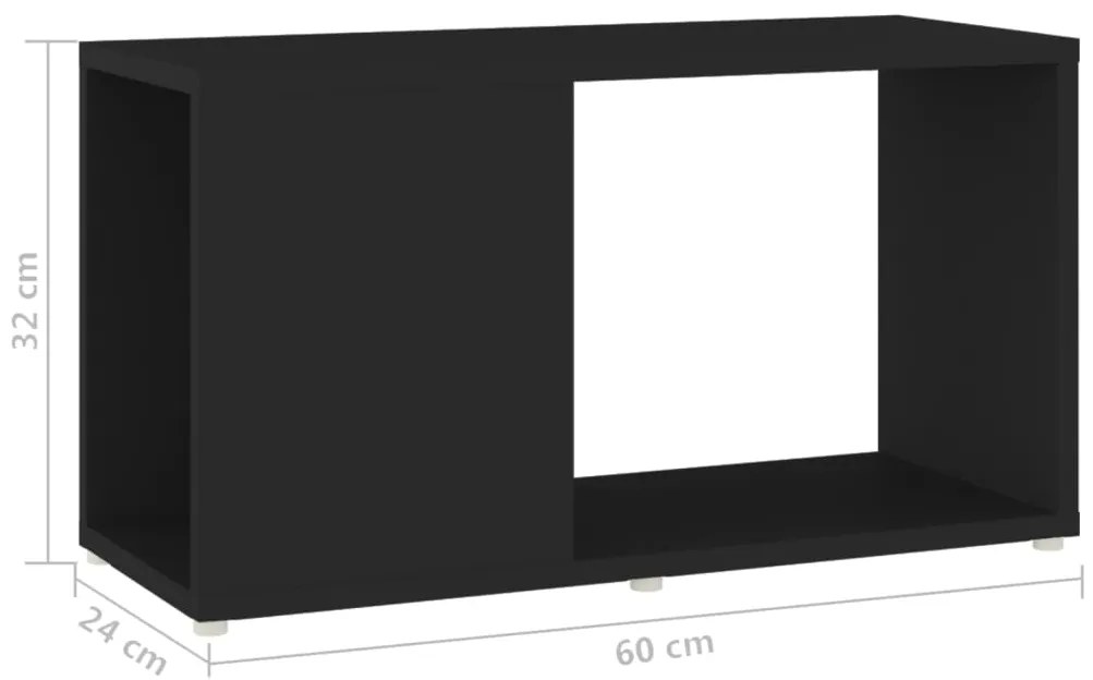 Móvel de TV 60x24x32cm contraplacado preto