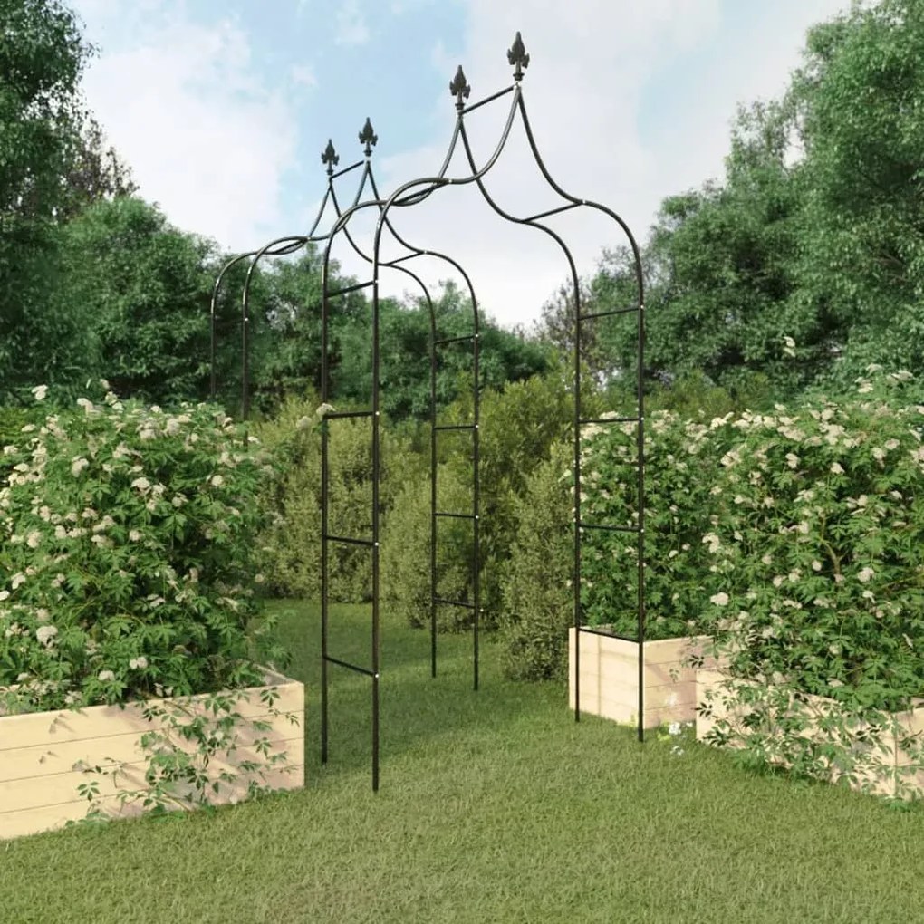 319349 vidaXL Arcos de jardim 2 pcs 120x38x260 cm aço preto
