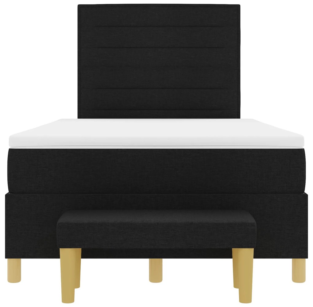 Cama Box Spring com Colchão e Banco Preto 120x200 cm Tecido