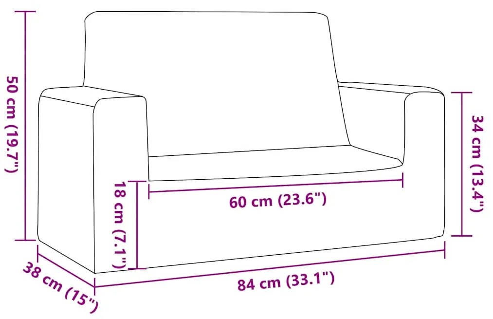 Sofá infantil de 2 lugares pelúcia cor creme