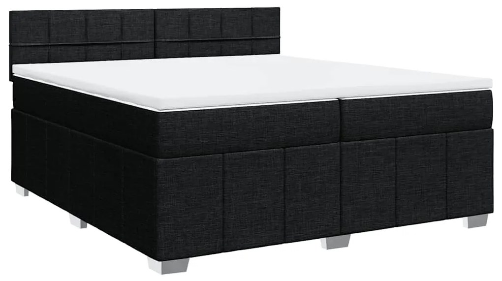 Cama com molas/colchão 200x200 cm tecido preto