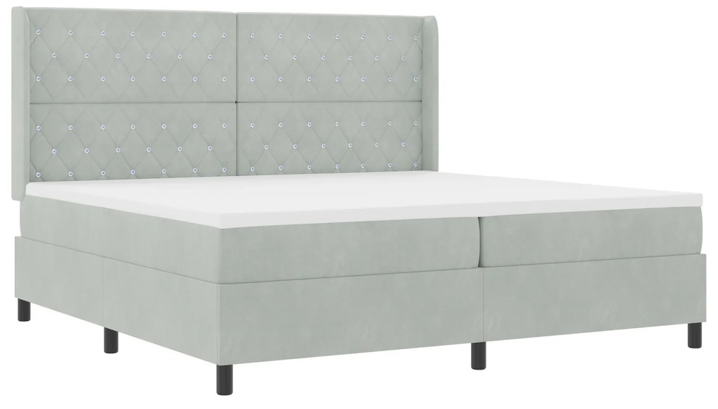 Cama Box com Colchão vidaXL Cinza Claro 200x200 cm Veludo