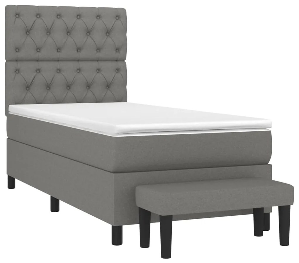 Cama com molas/colchão 80x200 cm tecido cinzento-escuro