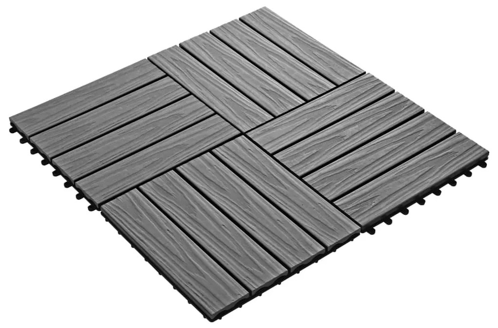 Ladrilho pavimento relevo profundo 11 pcs WPC 1m² cinzento