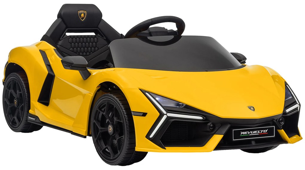 AIYAPLAY Carro elétrico 12V licenciado Lamborghini Revue veículo elétrico controle remoto velocidade 3-5 km/h 3-5 anos amarelo | Aosom Portugal