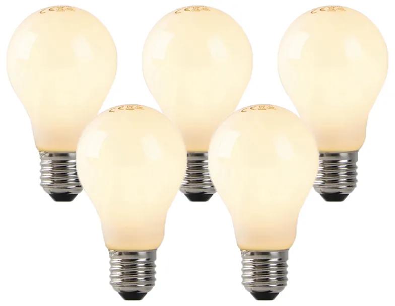 Conjunto de 5 lâmpadas de filamento LED E27 vidro opalino 3W 250 lm 2200K