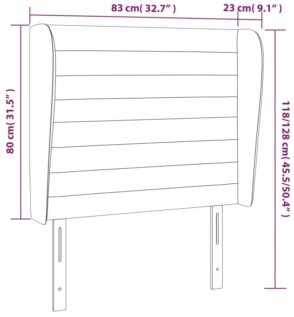 Cabeceira cama c/ abas tecido 83x23x118/128 cm castanho-escuro