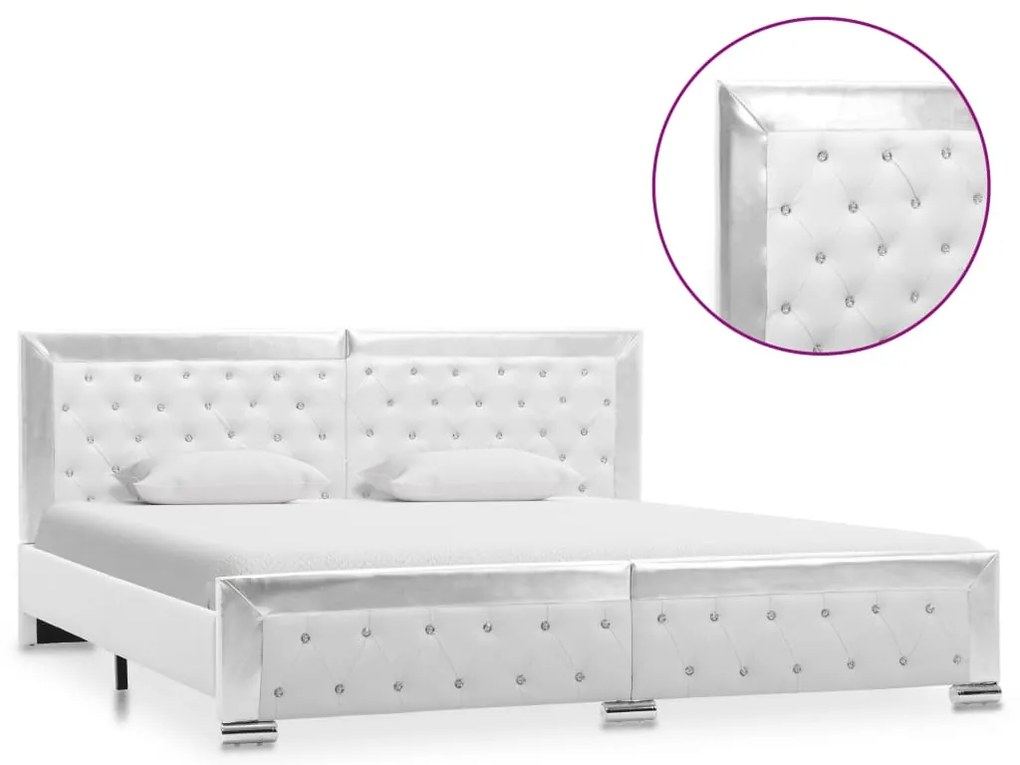 vidaXL Estrutura de cama em couro artificial 180x200 cm branco