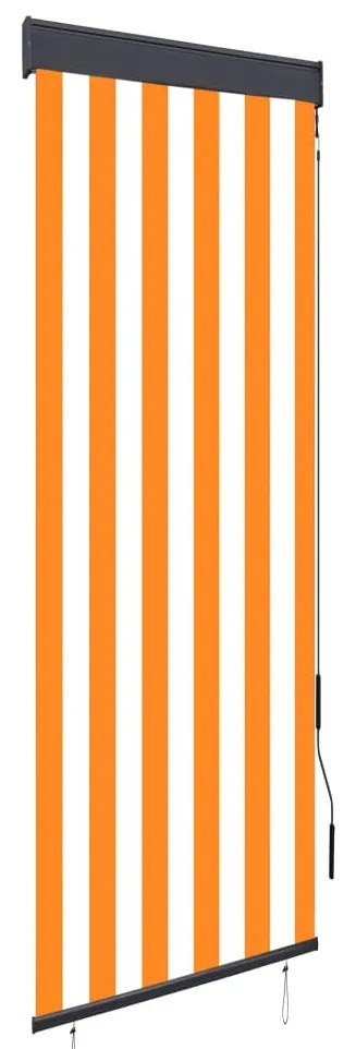 vidaXL Estore de rolo para exterior 60x250 cm branco e laranja