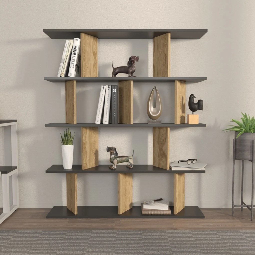 Estante Grace – Preto Carvalho – 120 cm x 141 cm x 24,6 cm