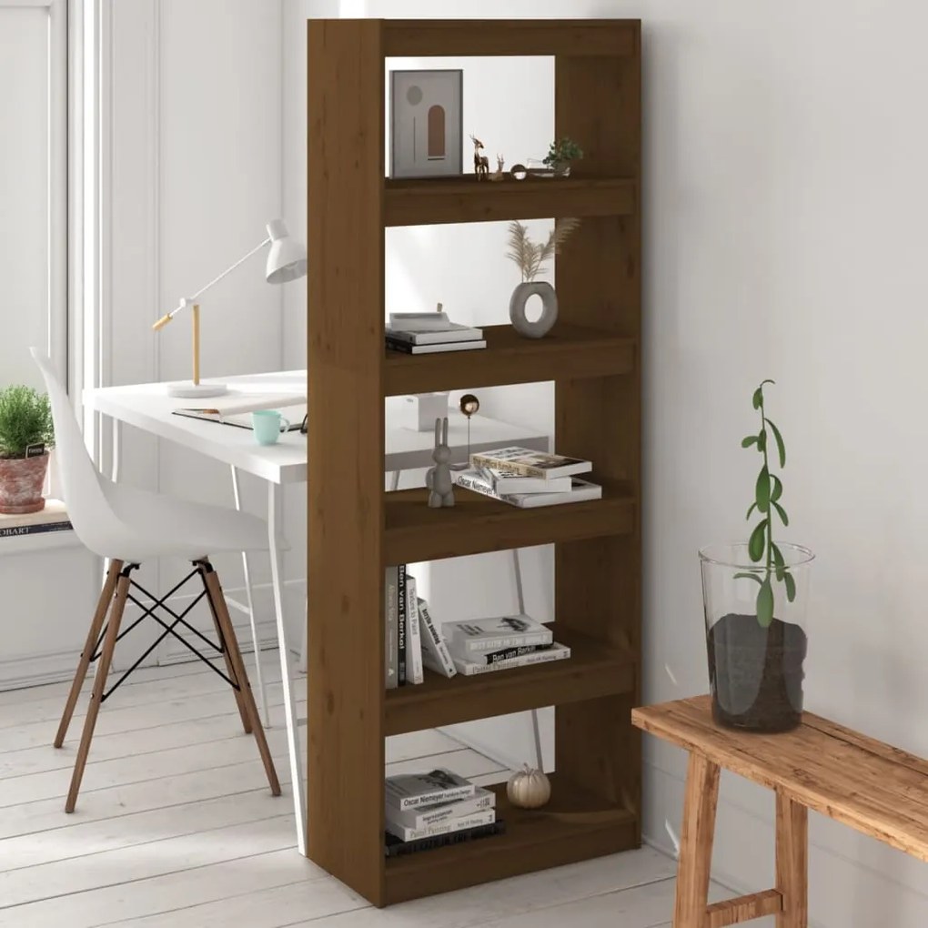 vidaXL Estante/divisória 60x30x167,5 cm pinho maciço castanho mel
