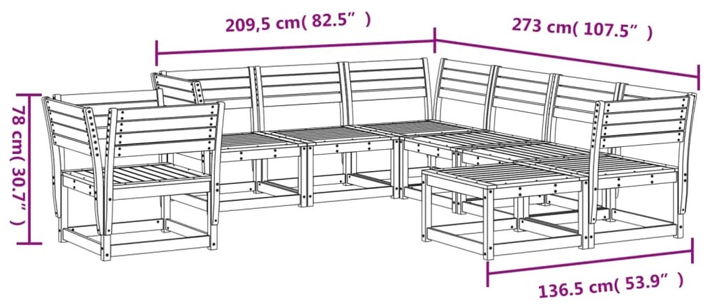 8 pcs conjunto lounge de jardim pinho maciço castanho-mel