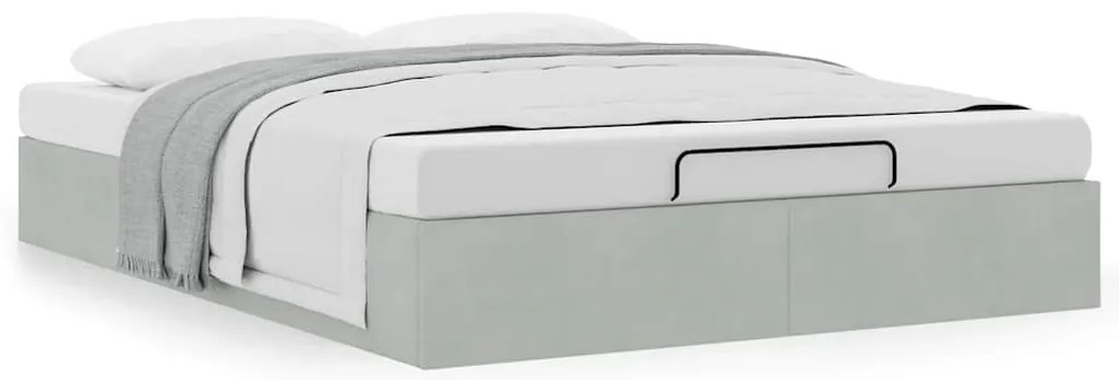 Estrutura de cama otomana sem colchão 140x200 cm cinzento claro