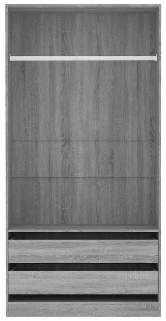 Roupeiro 100x50x200 cm derivados de madeira cinzento sonoma