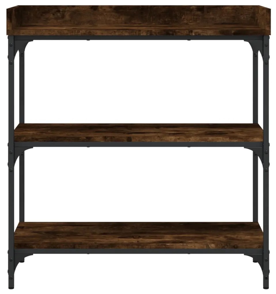 Mesa consola c/ prateleiras 75x30x80 cm carvalho fumado