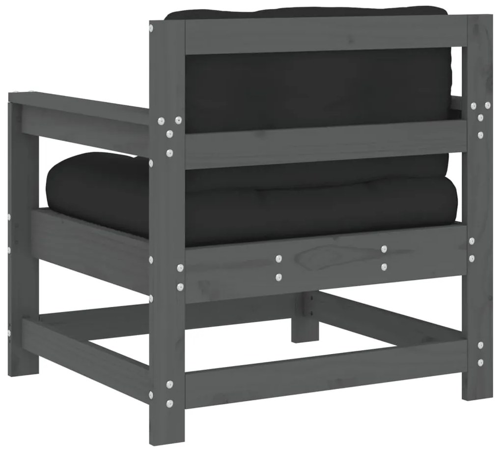Cadeiras de jardim c/ almofadões 2 pcs pinho maciço cinzento