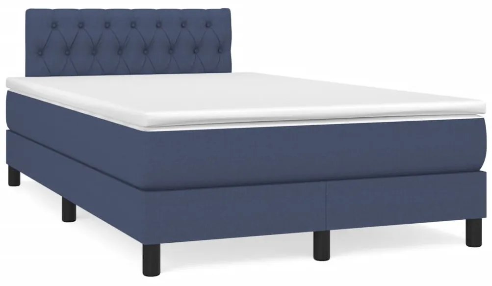 vidaXL Cama boxspring com colchão 120x190 cm tecido azul