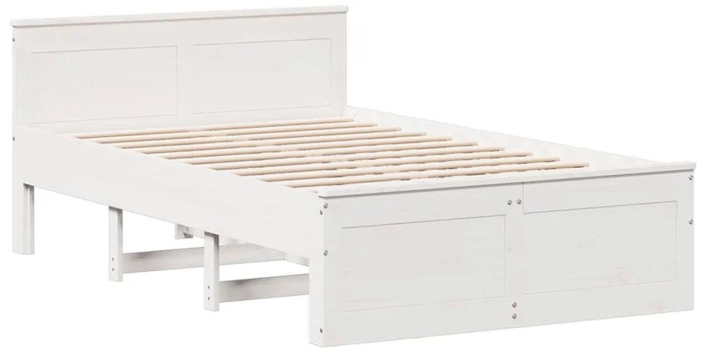 Cama sem colchão com cabeceira 135x190 cm pinho maciço branco
