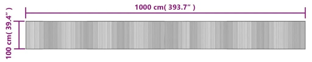 Tapete retangular 100x1000 cm bambu cor natural clara