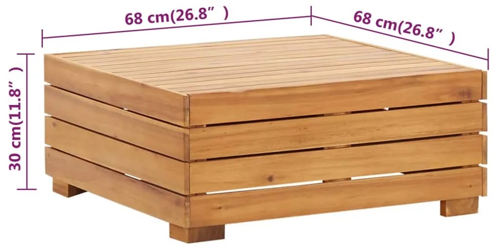 Conjunto mesa e apoio de pés jardim c/ almofadão acácia maciça