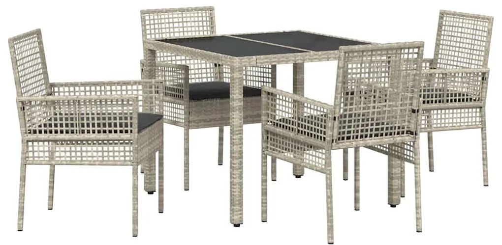 Conjunto de Jantar para Jardim 5 pcs Cinzento-claro