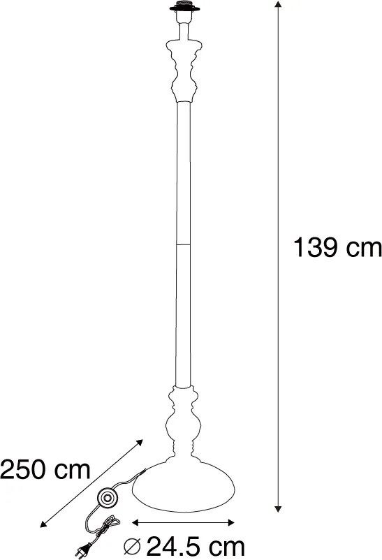 Candeeiro de pé clássico preto sem abajur - Classico