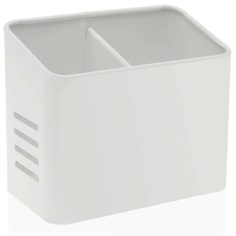 Organizador de Talheres Versa Branco 9,5 X 16 X 13,5 cm Metal Aço