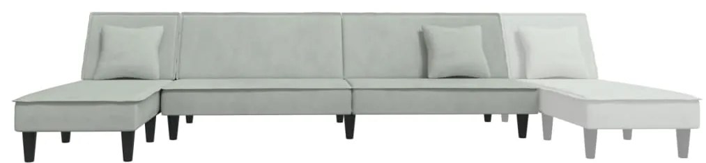 Sofá-cama em forma de L 255x140x70 cm veludo cinzento-claro