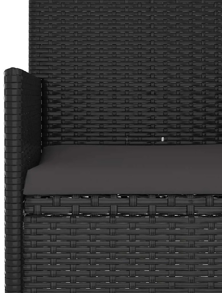 4 pcs conjunto lounge de jardim c/ almofadões vime PE preto