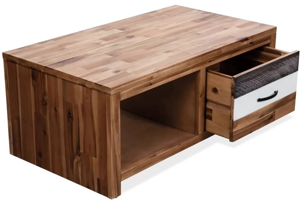 Mesa de centro em madeira de acácia maciça 90x50x37,5 cm