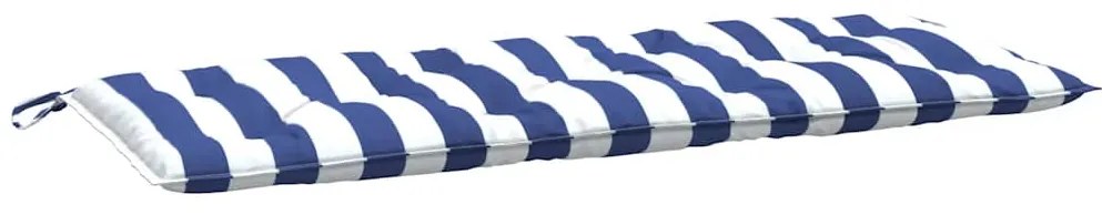 Almofadões p/ banco jardim 2 pcs 120x50x7 cm tecido azul/branco