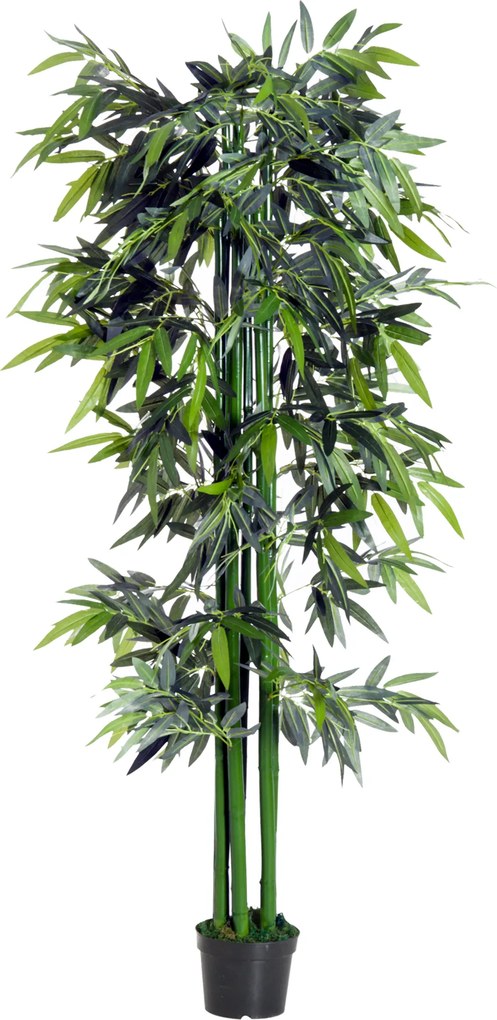 Bambu artificial XXL, 1,80 m de altura, árvore artificial, folhas densas e realistas, vaso incluído, preto e verde