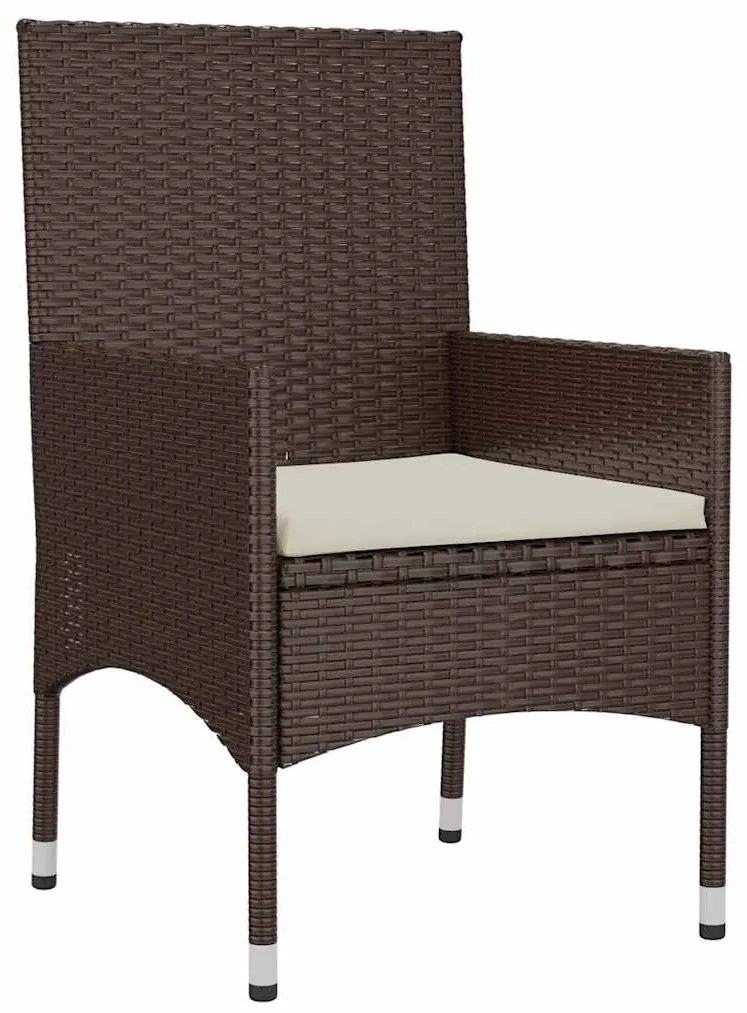 4 pcs conjunto lounge jardim c/ almofadões vime PE castanho
