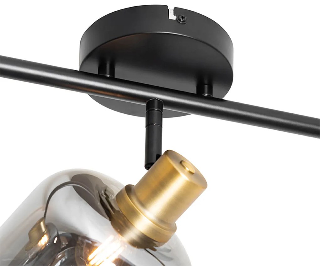 Candeeiro de teto inteligente preto com vidro fumê oblongo incl. 3 Wifi P45 - Zuzanna