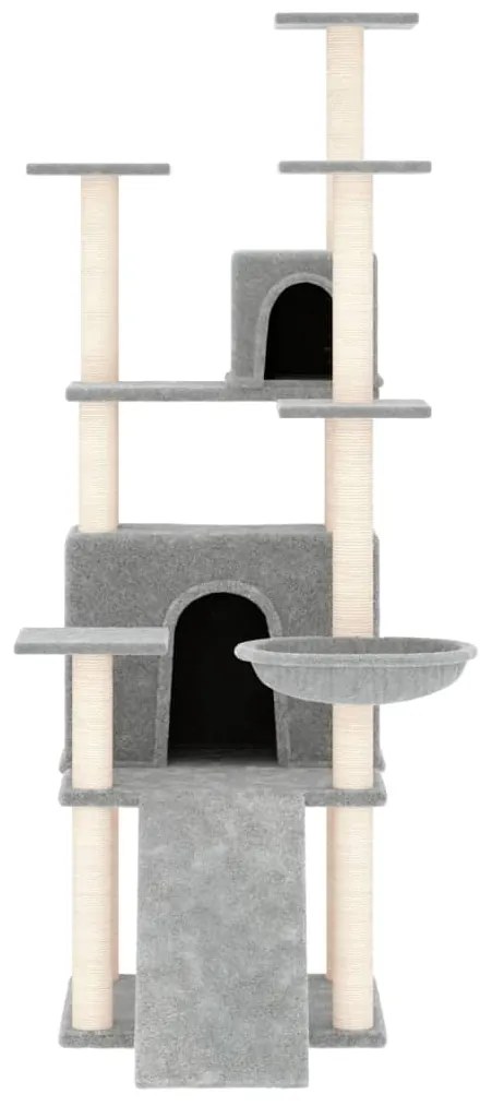 Árvore p/ gatos c/ postes arranhadores sisal 154 cm cinza-claro