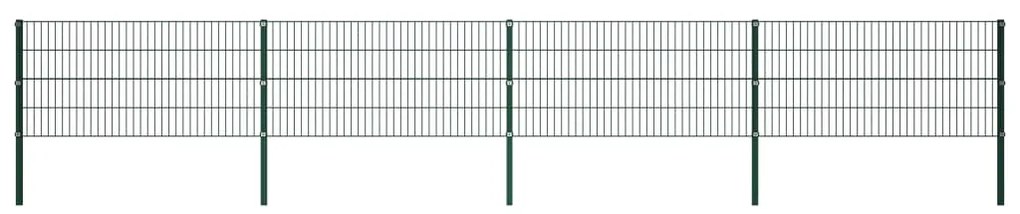 vidaXL Painel de vedação com postes ferro 6,8x0,8 m verde