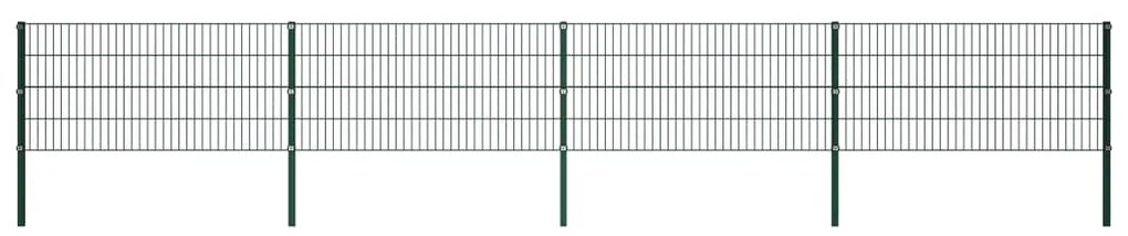 Painel de vedação com postes ferro 6,8x0,8 m verde